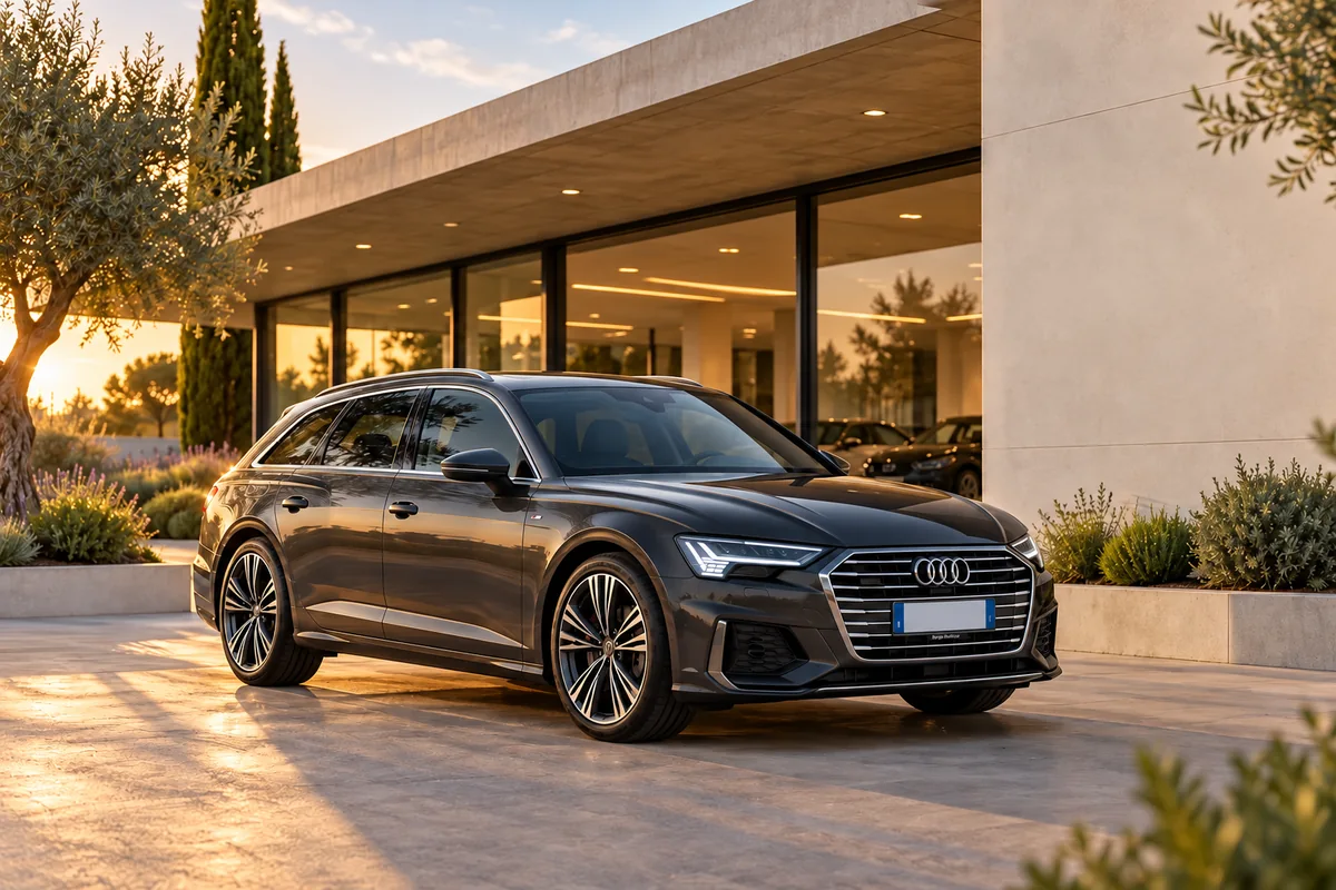 Scena illustrativa: auto davanti a uno showroom moderno